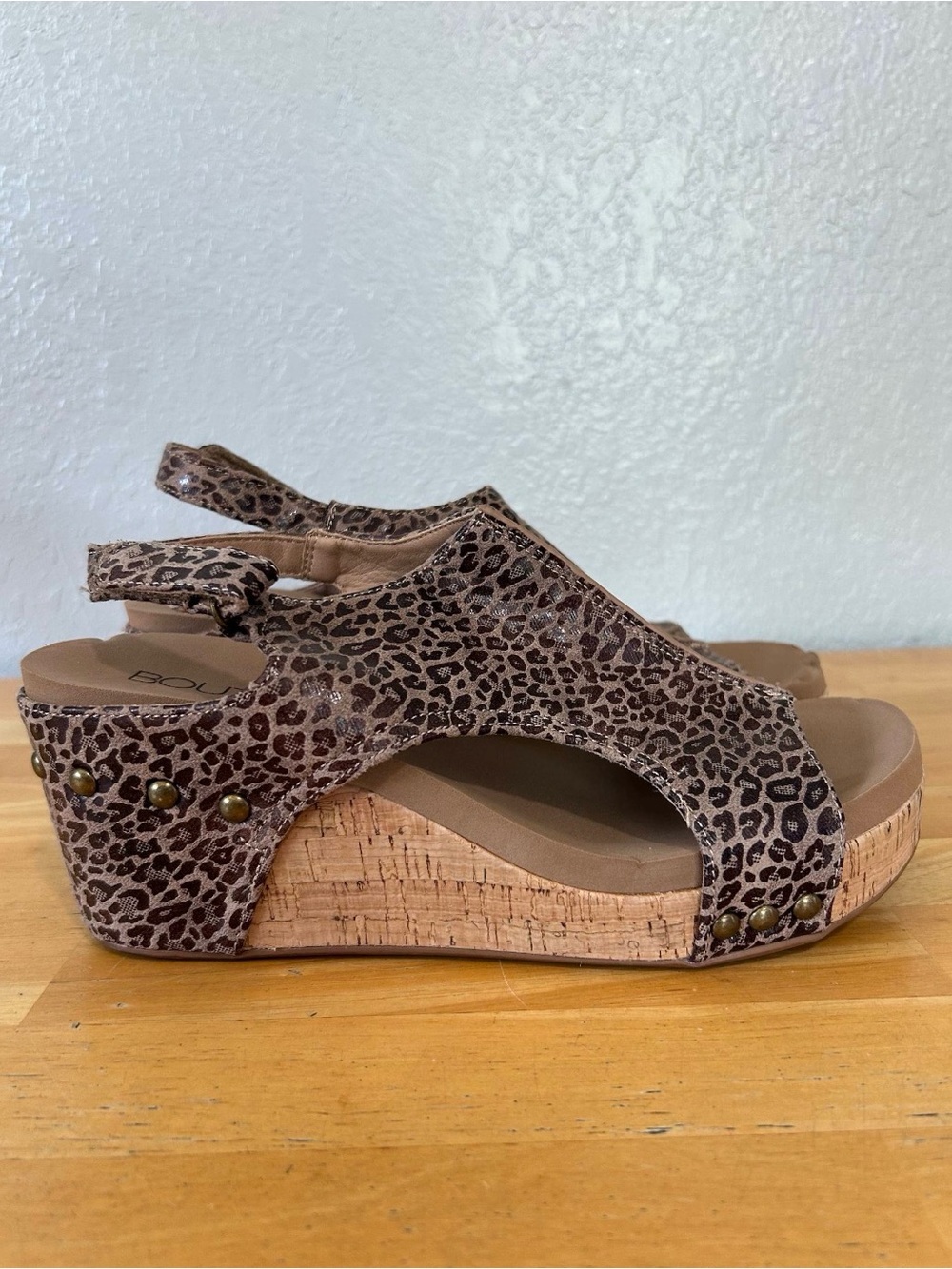 Boutique by Corkys Carley Leopard Cork Wedge Sandals Size 8